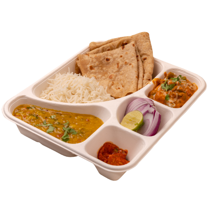 5 Compartment Meal Tray with Lid, 100?o Friendly, Biodegradable